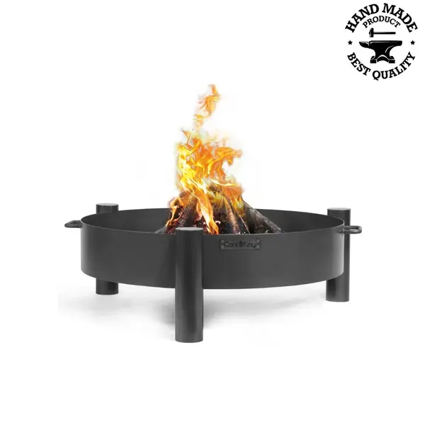 Vatra de foc rotunda cu picioare exterior diametru 80cm neagra otel premium Haiti