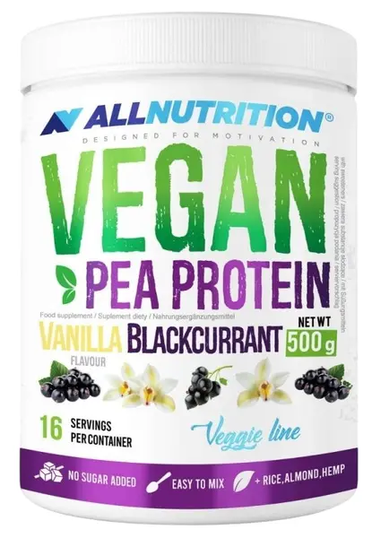 Vegan Pea Protein, vanilie și coacăze negre, 500 g, AllNutrition