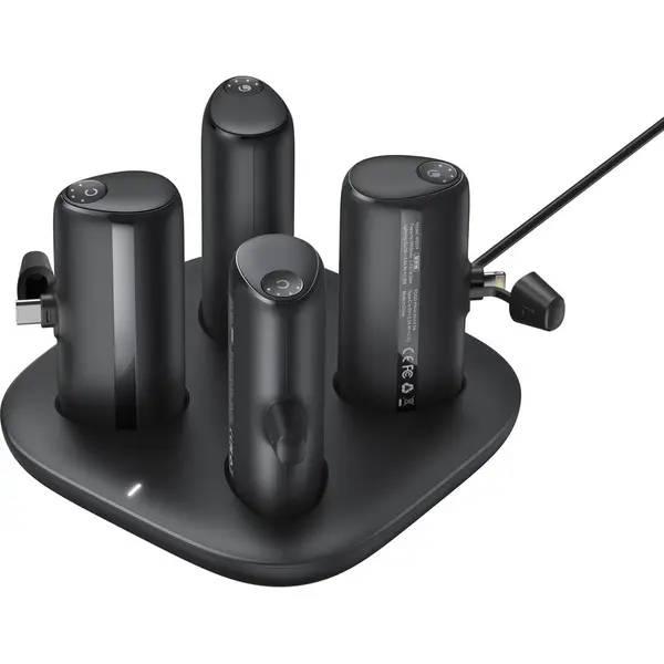 VEGER Kit Baterie portabila si Statie de incarcare Veger W007CK, 2 x Lightning male, 2 x USB-C male, 5000 mAh, Negru