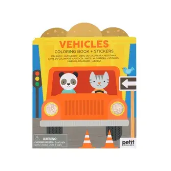 Vehicles Coloring Book + Stickers, Paperback/Petit Collage