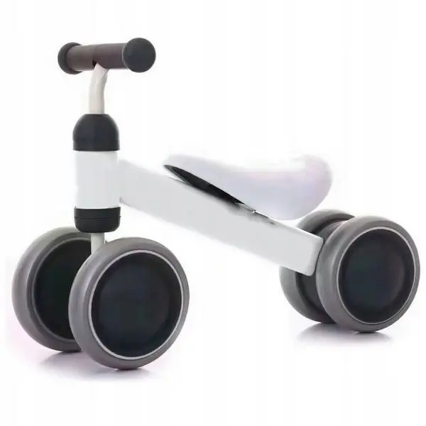 Vehicul copii fara pedale Ecotoys JM-118 alb, scaun confortabil si moale, roti duble fata-spate, varsta 18-36 luni, sarcina maxima admisa 20 kg, roti din plastic moale