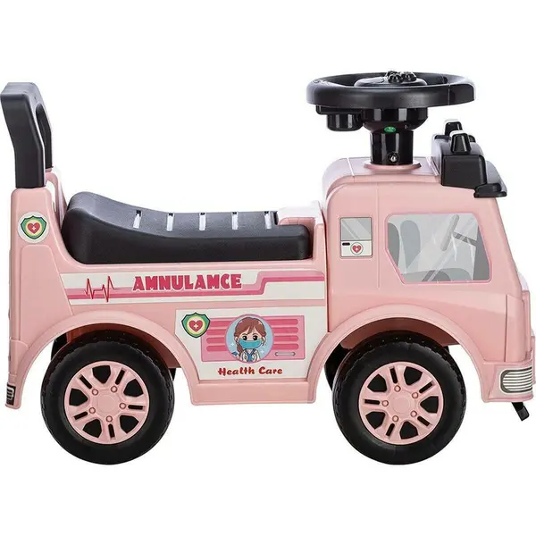 Vehicul ride-on Free2Move Ambulanta, cu lumini si sunete, spatiu de depozitare, 19-36 luni, Roz