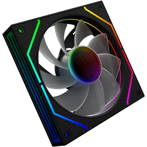 Ventilato AQIRYS Cetus 4P-12RB26-ARGB, Reverse Blade, 120mm, iluminare aRGB, 1200rpm (Negru)