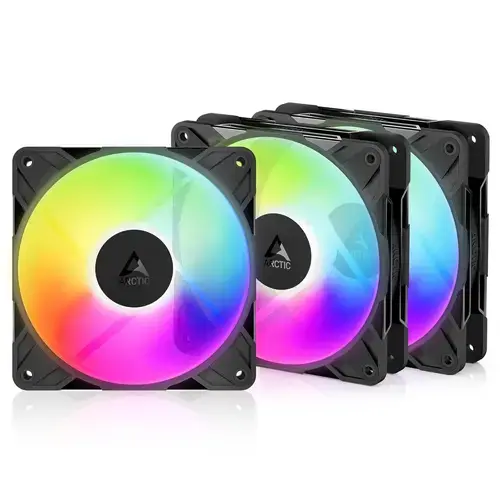 Ventilator Arctic P12 Pro Reverse A-RGB, 120 mm PWM, 500 - 3000 rpm, 3 Pack, Negru