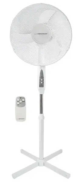 Ventilator cu picior Esperanza EHF007WW, 45 W, 3 viteze, Diametru 40 cm, Telecomanda, H 130 cm (Alb)