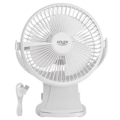 Ventilator de birou/cu cleme Adler AD 7342, 5 W, 3 viteze (Alb)