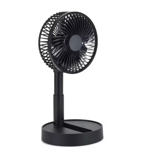 Ventilator de birou reincarcabil Livoo DOM510N, 4 viteze, diametru 15 cm, acumulator 1800 mAh, 11 ore autonomie, baza antiderapanta (Negru)