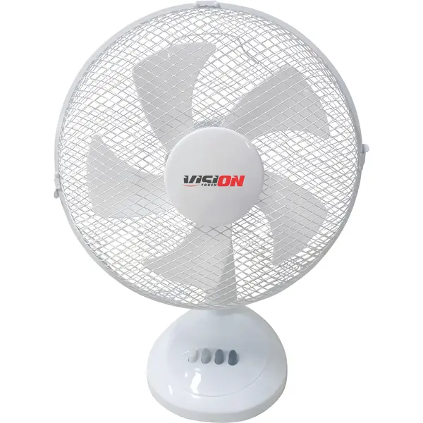 Ventilator de birou Vision Touch VFANB01A, 45W, 3 viteze, Functie oscilare, Protectie supraincalzire, Alb