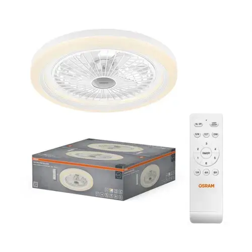 Ventilator de tavan Osram Solano, 43W, 6 trepte, CCT 3000/4000/6500K, cu telecomanda