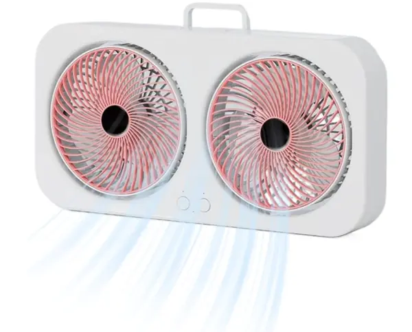Ventilator dublu portabil USB cu 2 capete flux de aer puternic silentios cu maner