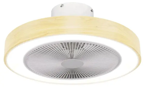 Ventilator Estia - Halo Flow, 6 viteze, 50 cm, alb/lemn