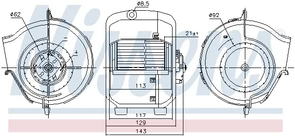 Ventilator habitaclu potrivit AUDI 80 B2, 90 B2, COUPE B2; VW CADDY I, GOLF I, JETTA I, PASSAT B1, PASSAT B2, SCIROCCO, TRANSPORTER III 1.1-2.3 05.73-04.93