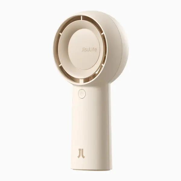 ventilator portabil de mana jisulife, life5 plus, autonomie 3-15h, baterie 4000mah, 5 viteze, incarcare rapida, bej