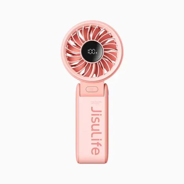 - Ventilator portabil de mână JISULIFE, Life7, autonomie 2.5-13h, baterie 3600mAh, 5 viteze, încărcare rapidă, Roz