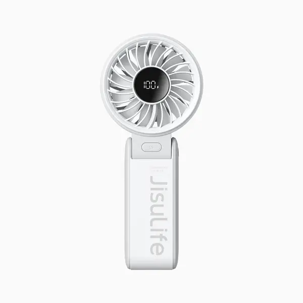 - Ventilator portabil de mână JISULIFE, Life7, autonomie 2.5-13h, baterie 3600mAh, 5 viteze, încărcare rapidă, Gri deschis
