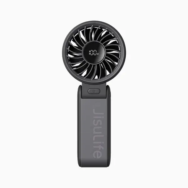 ventilator portabil de mana jisulife, life7, autonomie 2.5-13h, baterie 3600mah, 5 viteze, incarcare rapida, negru