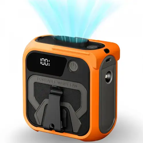 Ventilator Portabil Techsuit Z13 cu baterie externa 10000mAh, Portocaliu