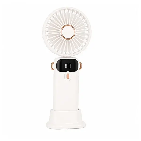 Ventilator portabil USB reincarcabil, DEPOX , silentios cu 5 trepte de viteza, alb