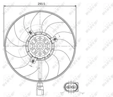 Ventilator radiator AUDI A1, A3; SEAT ALTEA, ALTEA XL, IBIZA IV, IBIZA IV ST, LEON, TOLEDO III; SKODA FABIA II, OCTAVIA I, OCTAVIA II, SUPERB II, YETI; VW BEETLE, CADDY III, CADDY IV, EOS 1.2-3.6 dupa