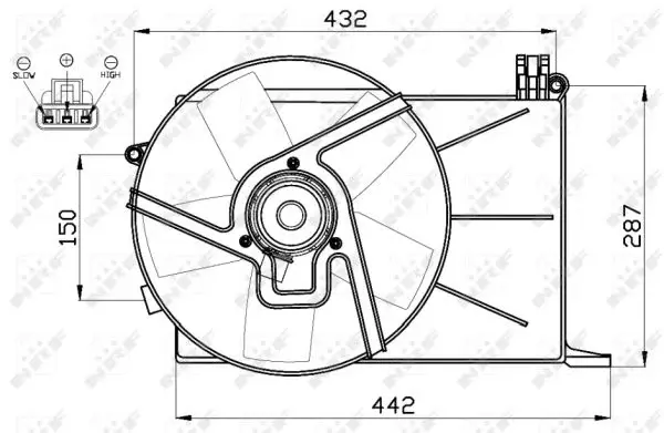 Ventilator radiator (cu carcasa) OPEL COMBO, CORSA B 1.4 1.5D 1.7D intre 1993-2002