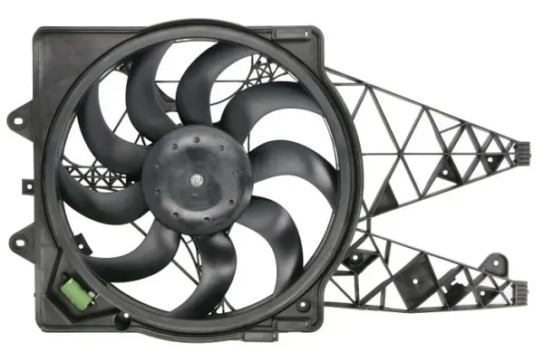 Ventilator radiator (cu carcasa) potrivit ABARTH PUNTO, PUNTO EVO; ALFA ROMEO MITO; FIAT GRANDE PUNTO, PUNTO, PUNTO EVO, PUNTO EVO HATCHBACK, PUNTO HATCHBACK 0.9-1.6D 10.05-
