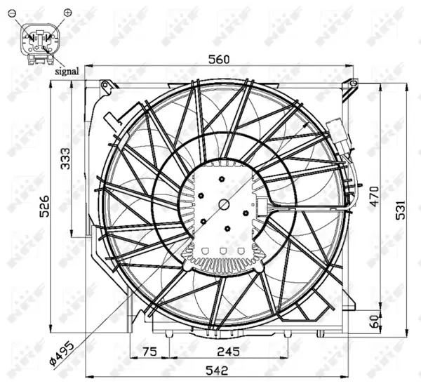 Ventilator radiator (cu carcasa) potrivit BMW X3 (E83) 2.0D-3.0D 09.03-08.10