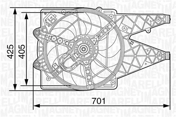 Ventilator radiator (cu carcasa) potrivit FIAT DOBLO, DOBLO CARGO 1.3D-2.0D 01.10-