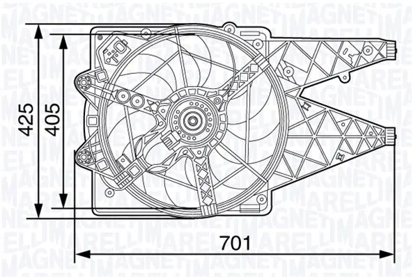 Ventilator radiator (cu carcasa) potrivit FIAT DOBLO, DOBLO CARGO 1.3D-2.0D 01.10-