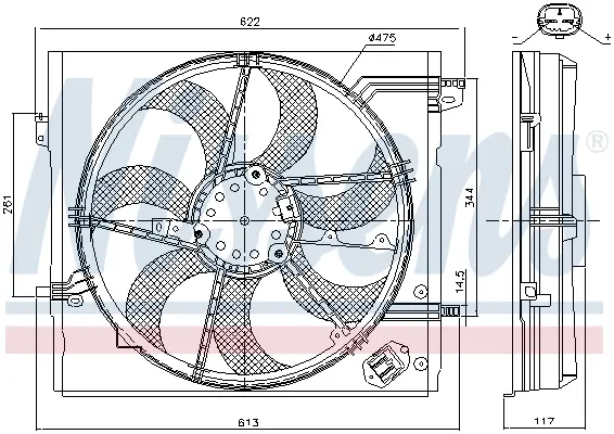 Ventilator radiator (cu carcasa) potrivit NISSAN QASHQAI II; RENAULT KADJAR 1.2-1.6D 11.13-