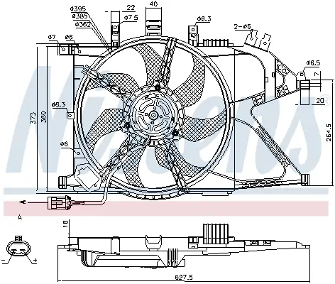 Ventilator radiator (cu carcasa) potrivit OPEL COMBO TOUR, COMBO MINIVAN, CORSA C 1.0-1.8 09.00-