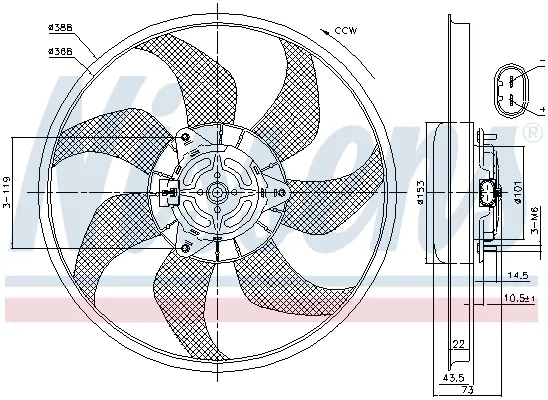 Ventilator radiator potrivit OPEL ADAM, CORSA D 1.0-1.4LPG 07.06-02.19
