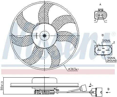 Ventilator radiator Stanga potrivit AUDI A1, A3, TT; SEAT ALTEA, ALTEA XL, IBIZA IV SC, LEON, TOLEDO III; SKODA OCTAVIA II, SUPERB II, YETI; VW BEETLE, CADDY ALLTRACK 1.0-3.6 02.03-