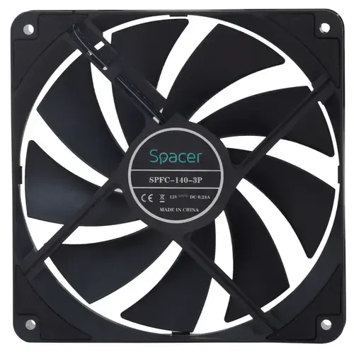 Ventilator Spacer PC 140x140x25 mm SPFC-140-3P, rulment hydraulic , 67.6 CFM, conector 3-pin, Negru