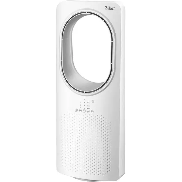 Ventilator Turn fara Pale, 50 W, Inaltime 62 cm, Afisaj LED, Design Modern, Temporizator 15 h, Zilan