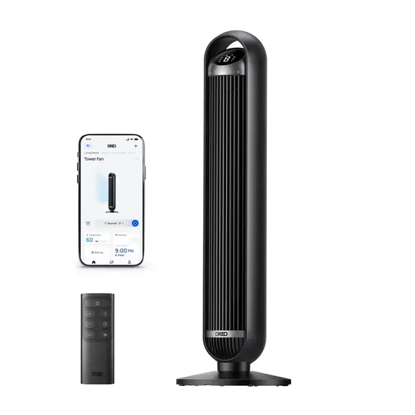 - Ventilator Turn Smart Dreo DR-HTF013S, Telecomandă, 8 Viteze, 4 Moduri Funcționare, Oscilație Automată 90°, Timer 8H, Control WiFi, Motor DC Silențios, Negru