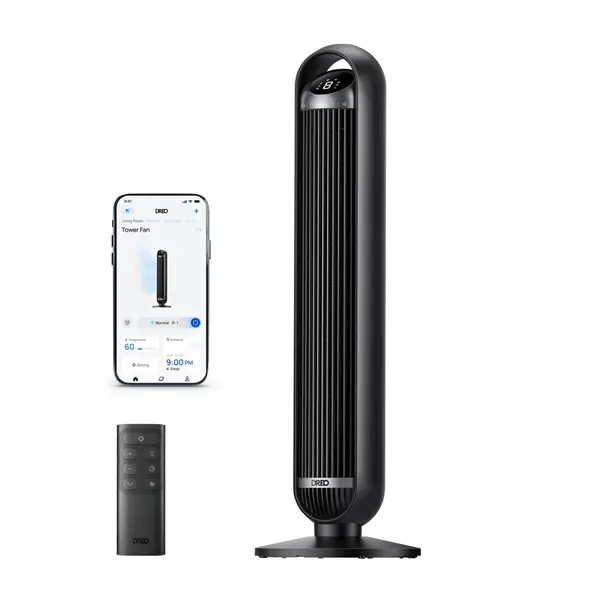 ventilator turn smart dreo dr-htf013s, telecomanda, 8 viteze, 4 moduri functionare, oscilatie automata 90°, timer 8h, contr