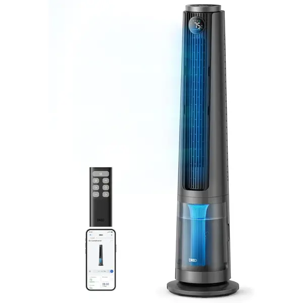 - Ventilator Turn Smart Dreo Evaporativ DR‑HEC005S, Telecomandă, 12 Viteze, 4 Moduri Funcționare, Oscilație 90°, Timer 12H, Rezervor Apă 6L, Argintiu