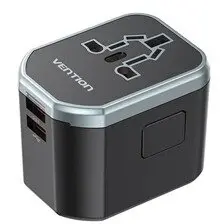 Vention Adaptor Universal de Calatorie Retea Vention , 20W, PD 20W, QC 18W, Negru