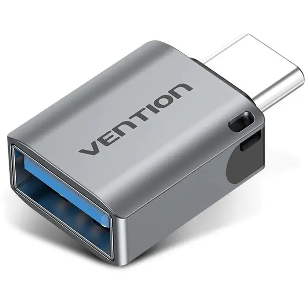 Vention Adaptor USB OTG Vention, USB Type-C (T) la USB 3.2 gen 1 (M), rata transfer 5 Gbps, invelis aliaj Al, gri