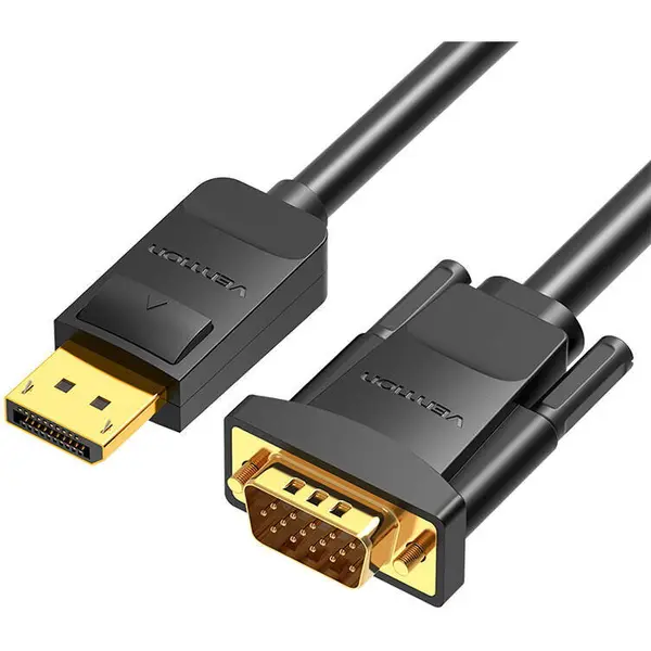 Vention Cablu video Vention, DisplayPort(T) la VGA(T), 2m, rezolutie maxima 1080p la 60 Hz, conectori auriti, cupru, invelis PVC, Negru