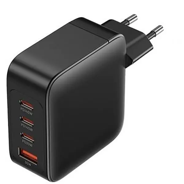 Vention Incarcator retea la 220V Vention 4-Port USB (C + C + C + A) GaN Charging Kit (140W/140W/30W/18W) EU-Plug, Negru