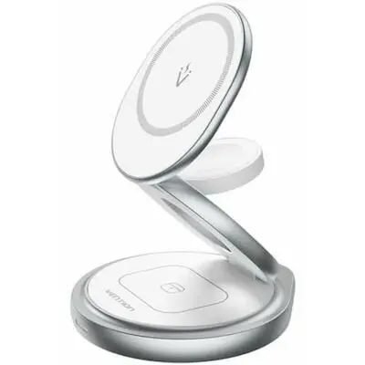 Vention Statie incarcare wireless 3in1 Vention, MagSafe, telefon 15W, ceas 2.5W, casti 3W, fast charge, pliabil, magnetic, 1 x USB-C incarcare, argintiu