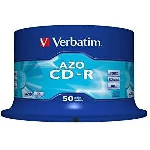 Verbatim Blank Cd-R Verbatim Azo 52x 700mb 25pk Spindle Wide Inkjet Printable Id Branded 43439