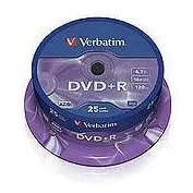 Verbatim Blank Dvd+R Verbatim Sl 16x 4.7gb 50pk Spindle Wide Inkjet Printable No Id 43512