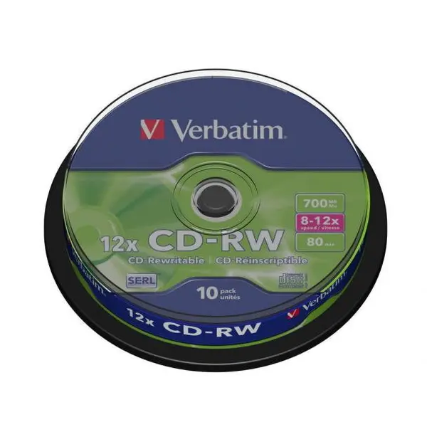 Verbatim Disc reinscriptibil Verbatim CD-RW, 700MB, 8-12X ,Pachet 10 bucati