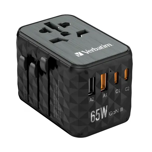 Verbatim Incarcator retea Verbatim UTA-05 Universal Travel Adapter, 2x USB-C, 2x USB-A, Negru