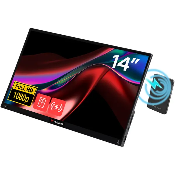 Verbatim Monitor portabil Verbatim, 14, Touchscreen, Full HD 1920 x 1080, IPS, 6 ms, 60 Hz, USB-C, HDR, FreeSync