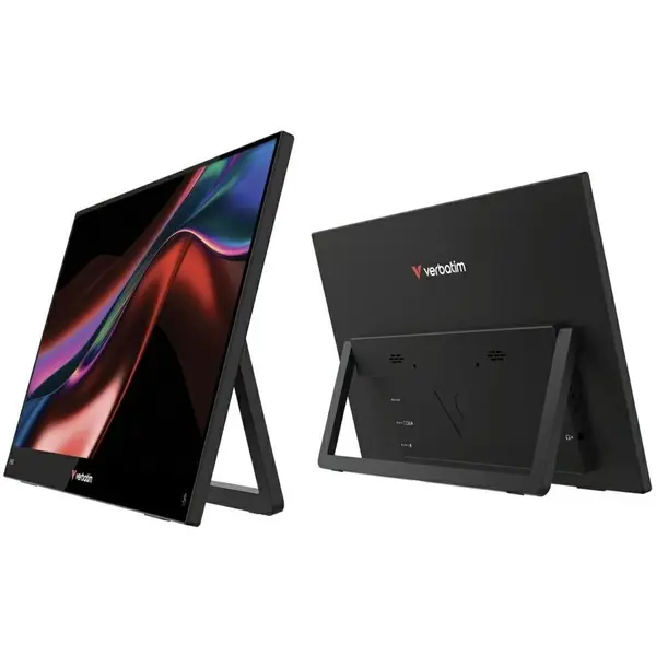 Verbatim Monitor tactil portabil IPS, Verbatim 32400, 14 inch, Light Full HD 1920x1080,USB-C, mini HDMI, Boxe, 60Hz, 10 ms, Negru