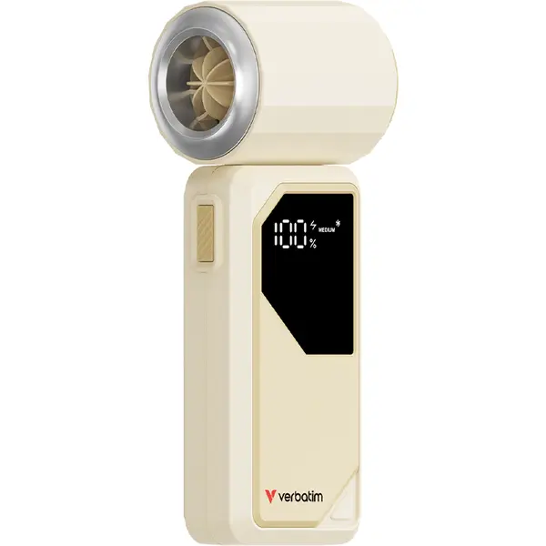 Verbatim Ventilator portabil Verbatim Cool'n'Go AirJet W/S, 6 W, 4000 mAh, 20000 rpm, LED Display, Alb-Argintiu