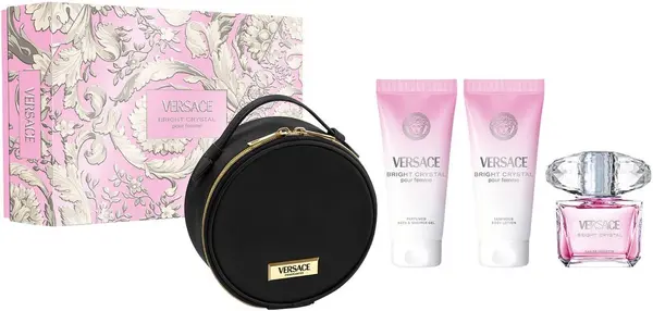 Versace Set Bright Crystal - Apă de toaletă, Loțiune și Gel de duș, 90 + 2 х 100 ml + Trusă de toaletă